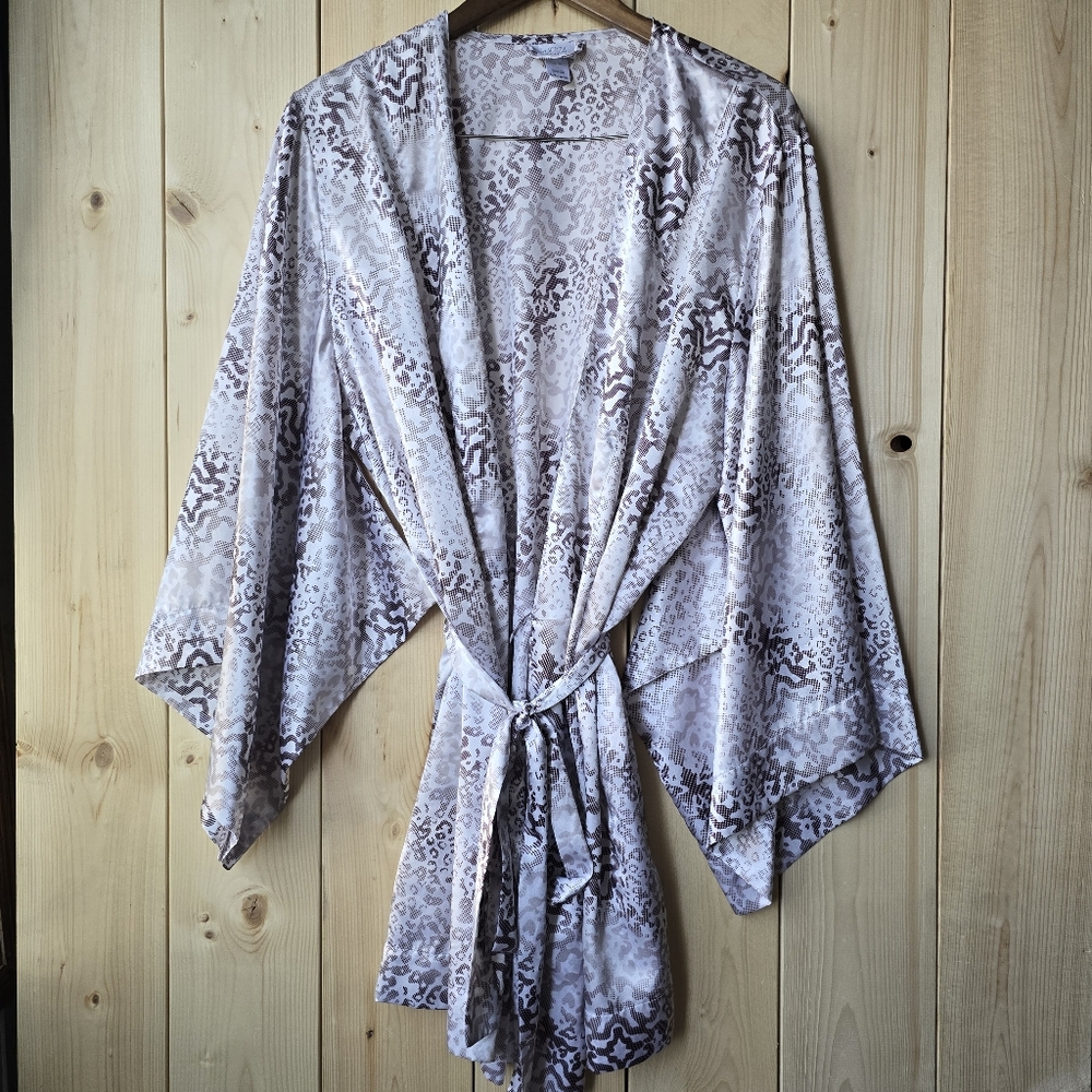La Senza Robe Polyester 3/4 Sleeves White Brown Print Womens L/XL